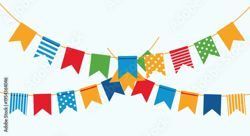 Colorful triangular festive party flags.