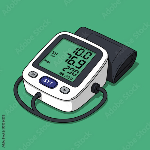 Digital Blood Pressure Monitor Device Illustration.
