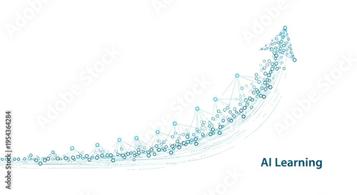 AI learning concept with neural network and nodes on white background