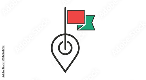 Location pin with flags icon.