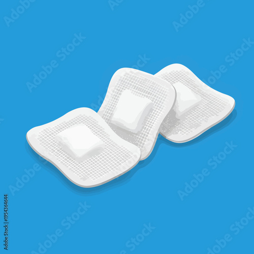 White Adhesive Bandages on Blue Background.