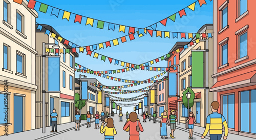 People Walking on City Street.