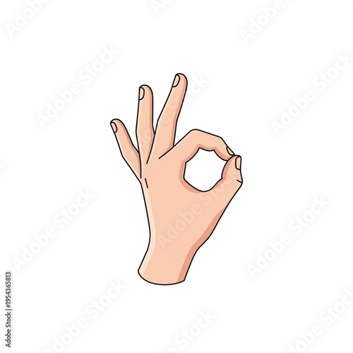 Minimalist OK Hand Gesture Vector Illustration Symbolizing Positivity and Agreement