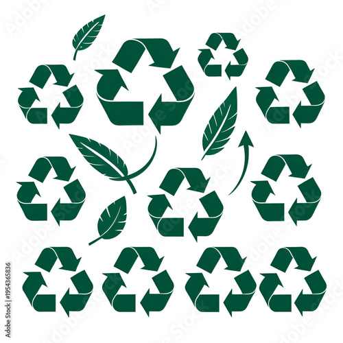 Collection of Recycling Symbols and Arrows for Environmental Awareness.
