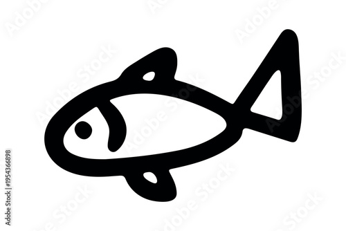 Hand drawn happy funny cute fish Adorable friendly kawaii tropical fish Underwater world sea life ocean Fishing seafood For design, kids print, kids books, nursery decor, coloring pages, logo