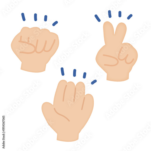 じゃんけんのイラスト/ illustration of rock-paper-scissors
