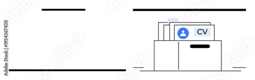 Job applications. Job applications and CVs neatly organized in a box, efficiency and structure. Highlighting the importance of job applications in hiring processes. Ideal for business, human