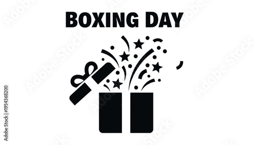 Boxing Day icon with gift boxes and confetti illustration