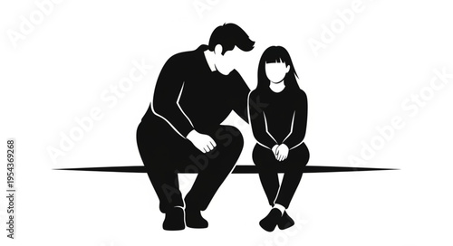 Father and Daughter Sharing a Quiet Moment Together in Monochrome.