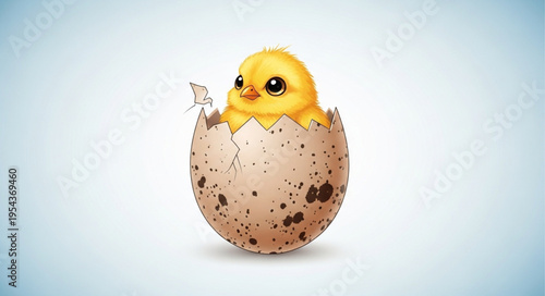 Adorable Chick Hatching from Egg - A Symbol of New Beginnings.
