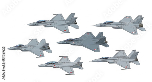 Fighter Jets in Formation Flight.