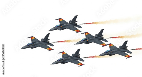 Fighter Jets in Formation Flight.