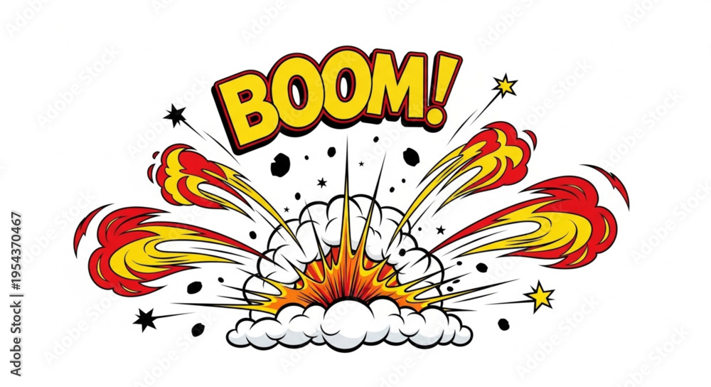Obraz premium Explosion Boom Comic Style Illustration.