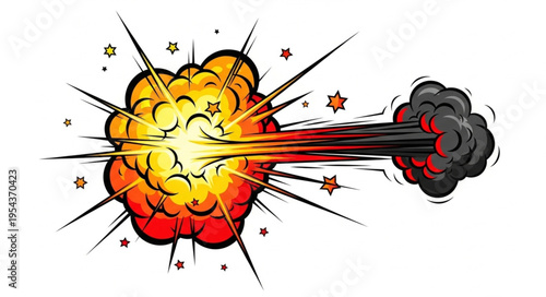 Explosion blast with fire and smoke.