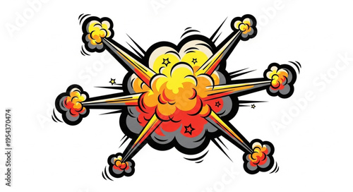 Explosion cartoon atomic bomb blast.