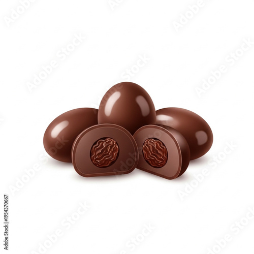 Glossy Chocolate-Covered Raisins Vector Illustration