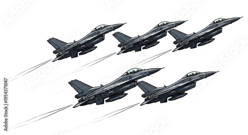 Fighter Jets in Formation Flight.