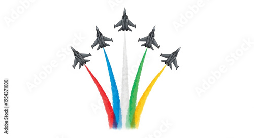 Fighter Jets in Formation Flight.