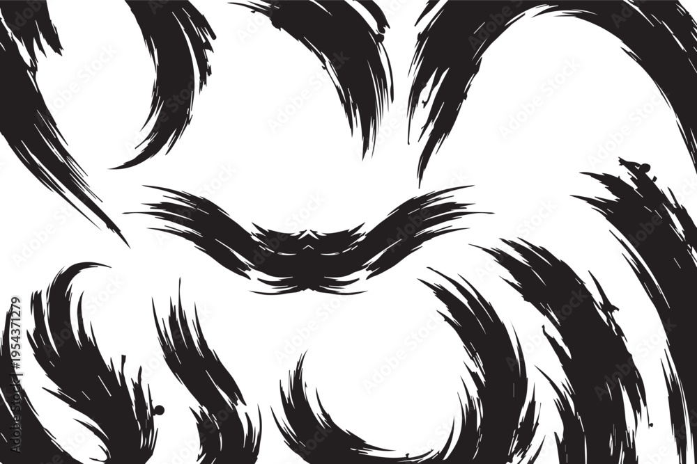 Fototapeta premium Abstract Black Brush Stroke Collection.