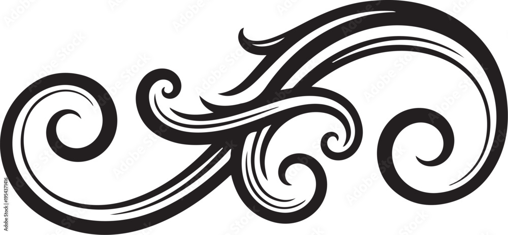 Fototapeta premium Black swirly vector flourish design element