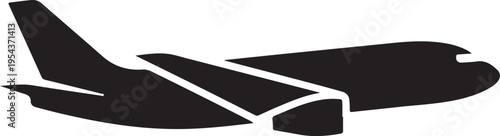 Vector airplane icon, black silhouette