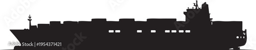 Vector silhouette of a cargo ship