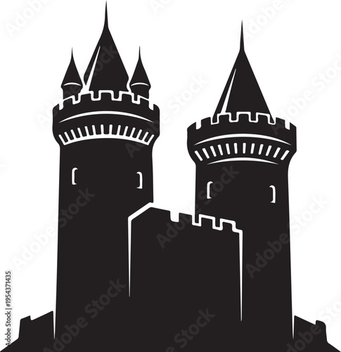 Black castle towers vector illustration