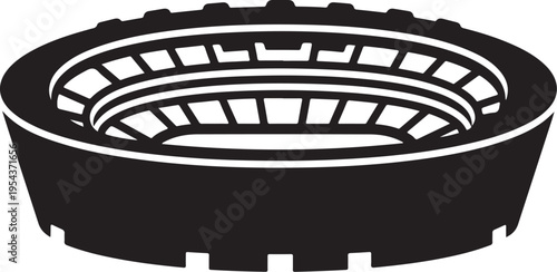 Vector stadium illustration, black and white sports arena