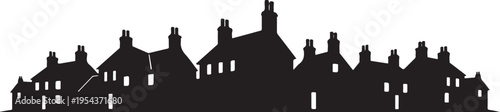 Set of black silhouette houses vector