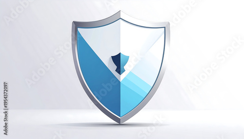 A broken shield icon with blue and silver colors on a white surface Free Download A broken shield icon with blue and silver colors on a white surface - GFXLoad