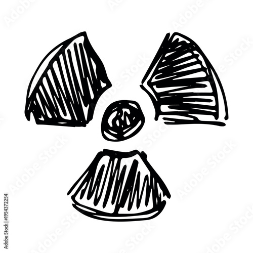 Hand drawn radiation sign Nuclear radiation hazard symbol Radioactive danger warning sign clipart in doodle style Nuclear safety Radioactive waste Single element for print, web, design, decor