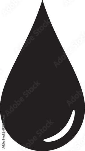 Black drop, droplet icon, waterdrop shape, liquid symbol