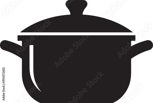 Black vector pot with lid icon