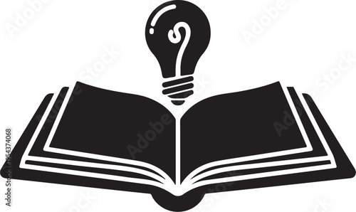 Vector icon of light bulb over open book