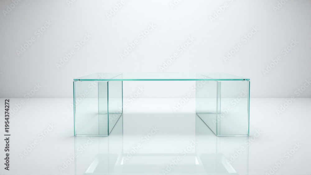 custom made wallpaper toronto digitalModern minimalist glass table in a clean white studio