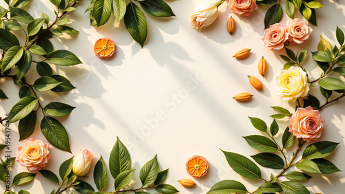 Wallpaper Mural Delicate Spring Blossom Arrangement with Orange Slices Torontodigital.ca