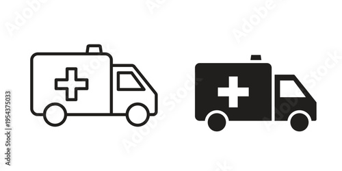 Ambulance icon. Vector linear icons. Editable stroke vector illustration