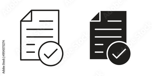Approved document icon. Vector linear icons. Editable stroke vector illustration
