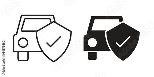 Auto insurance icon. Vector linear icons. Editable stroke vector illustration