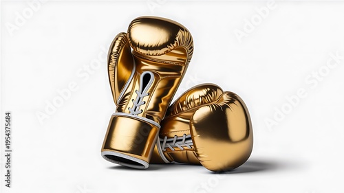 Golden boxing gloves isolated on clean background representing luxury sport and championship concept