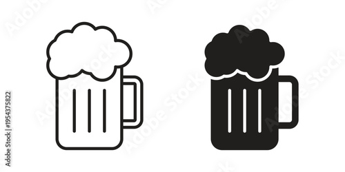 Beer mug icon. Vector linear icons. Editable stroke vector illustration