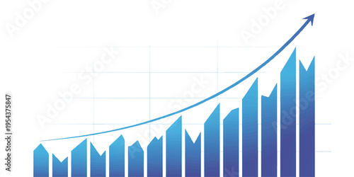 A digital financial chart displays a rising trend with a clean graphic.