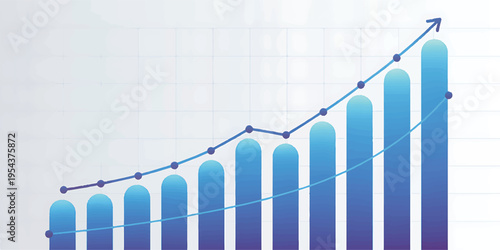 A clean financial chart displaying a bulging statistical graph with rising trend