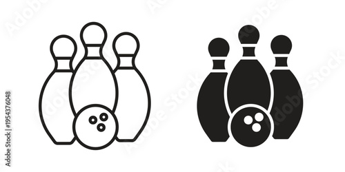 Bowling icon. Vector linear icons. Editable stroke vector illustration