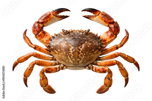Fresh Crab Isolated on White Background – Whole Seafood Crustacean Top View