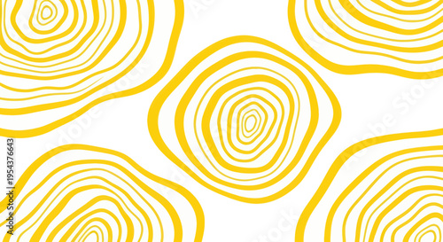Abstract Yellow Organic Circles on White Background