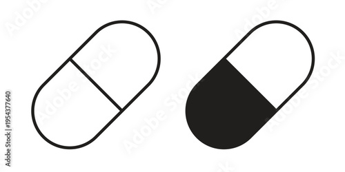 Capsule icon. Vector linear icons. Editable stroke vector illustration