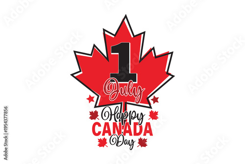 1st July Happy Canada Day Maple Leaf EPS Design