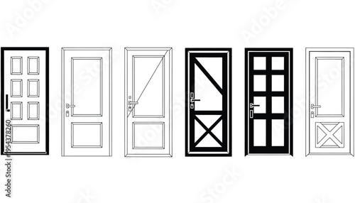 Door vector illustrations in various styles and designs