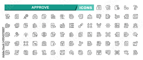 Approve line icon set. Thin web icons. Editable vector art and illustration. Ok vector icon set. Related to correct, right, signs, checkbox, check, confirm and more.